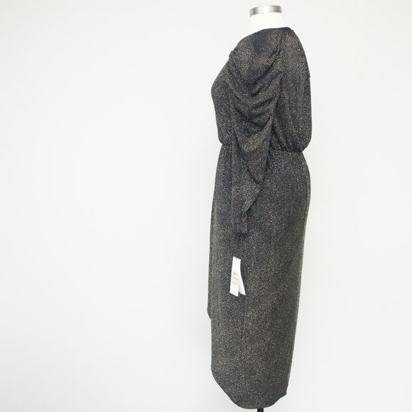 Calvin Klein Waterfall Ruffle Glitter Cocktail Dress - Picture 7 of 12